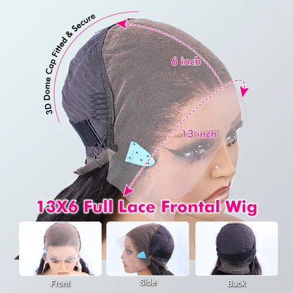 Glueless Drawstring Wig 13×6 HD Lace 24 Inch 250% Density – Invisible Knots Pre Bleached Pre Plucked Pre Cut – Out Box Ready Human Hair Wig