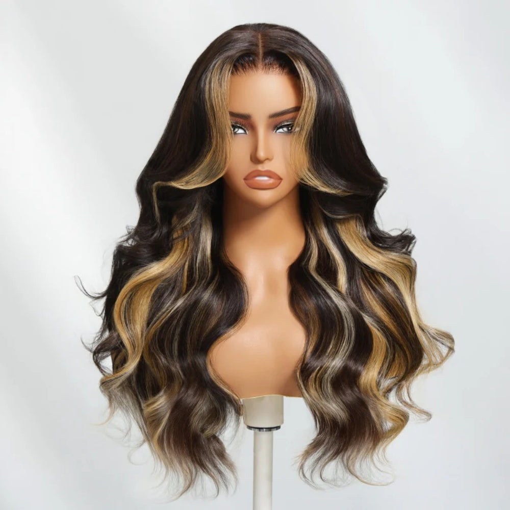 Glueless Drawstring Wig 13×6 HD Lace 24 Inch 250% Density – Invisible Knots Pre Bleached Pre Plucked Pre Cut – Out Box Ready Human Hair Wig