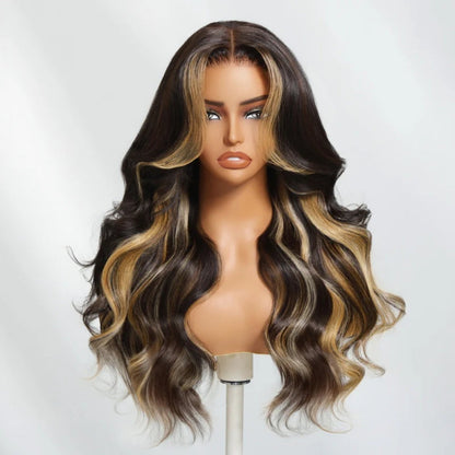 Glueless Drawstring Wig 13×6 HD Lace 24 Inch 250% Density – Invisible Knots Pre Bleached Pre Plucked Pre Cut – Out Box Ready Human Hair Wig
