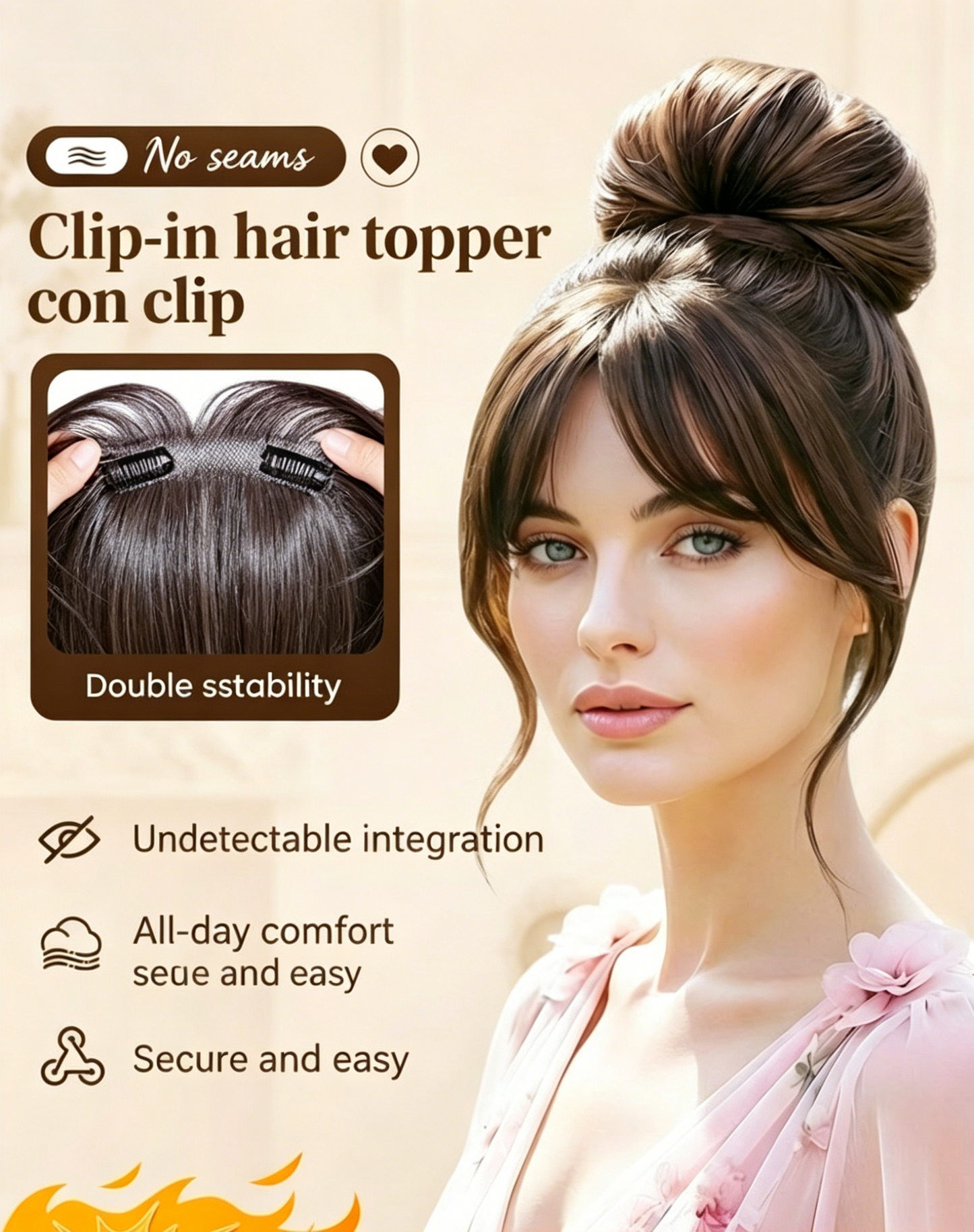 Lightweight seamless clip-in topper – just clip and go
